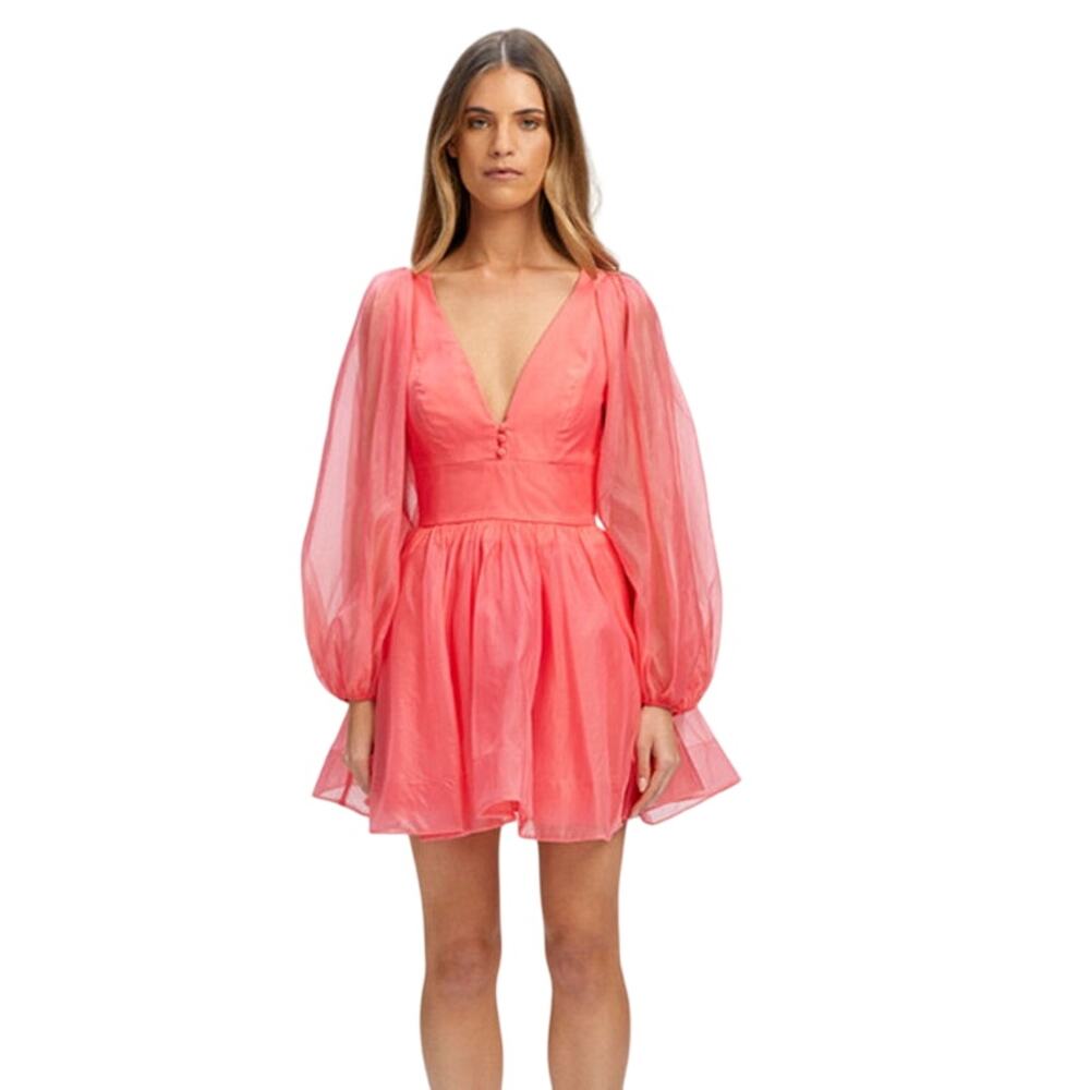 NWT Bardot Coral Organza Eva Dress